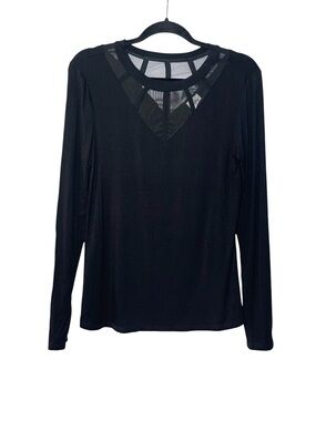 Buckle Daytrip Women’s Black Long-Sleeve Mesh Yoke Top Size Medium